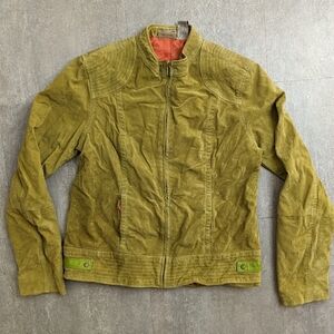 Ruff Hewn Green Suede GenuineLeather Full Zip Leather Jacket Woman's Size Medium